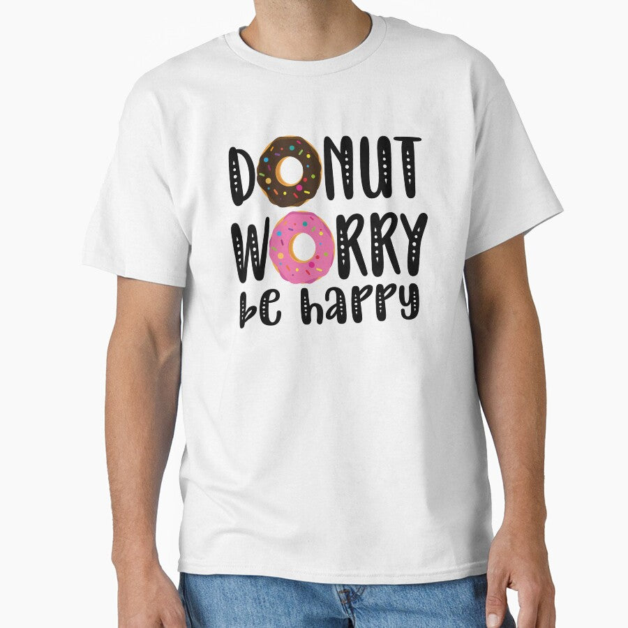 Donut worry be happy chocolate and pink frosting sprinkles donut kawaii cute pastel colors decorative pattern by Novel-ty