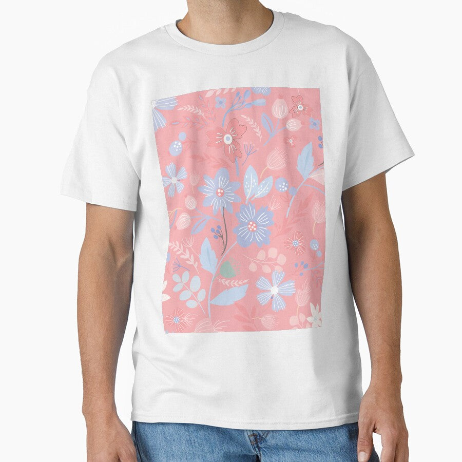 Romantic pink pattern composed with flowers and leaves. by RSDigitalPrintDesign