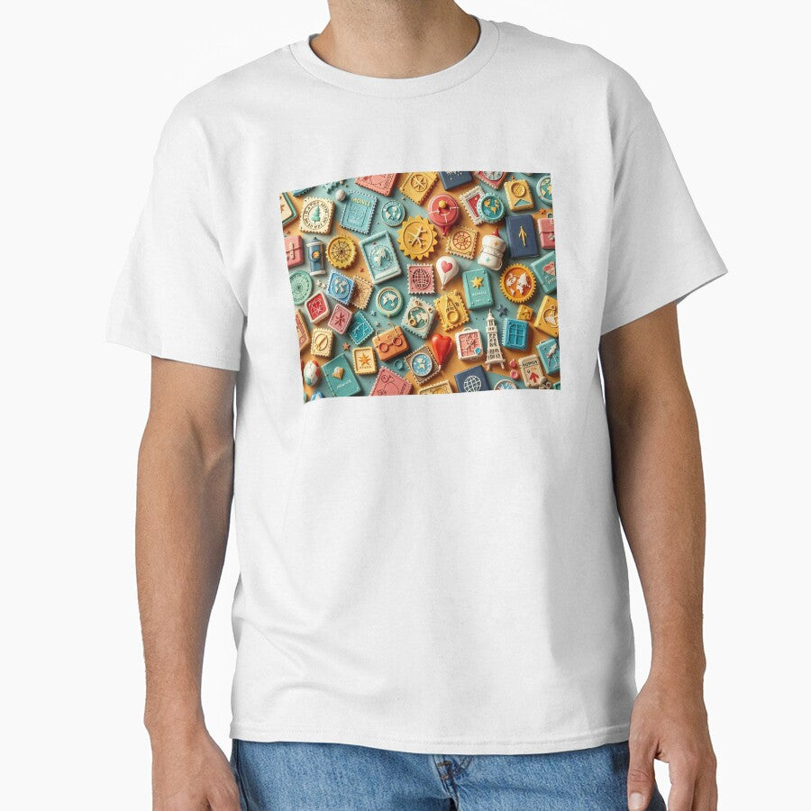 3D Pattern of Colorful World Travel Stamps and Passport Icons, Ideal for Global Exploration and Vacation-Themed Designs by AlwaysHome
