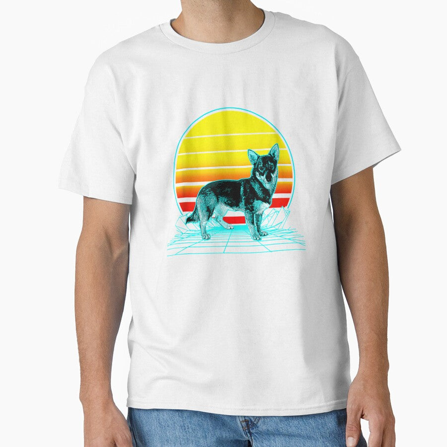 Retro Vintage Sunset Swedish Vallhund by shirleyfinley