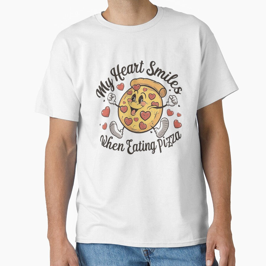 My Heart Smiles When Eating Pizza - Cute Pizza Lover Art by love3617