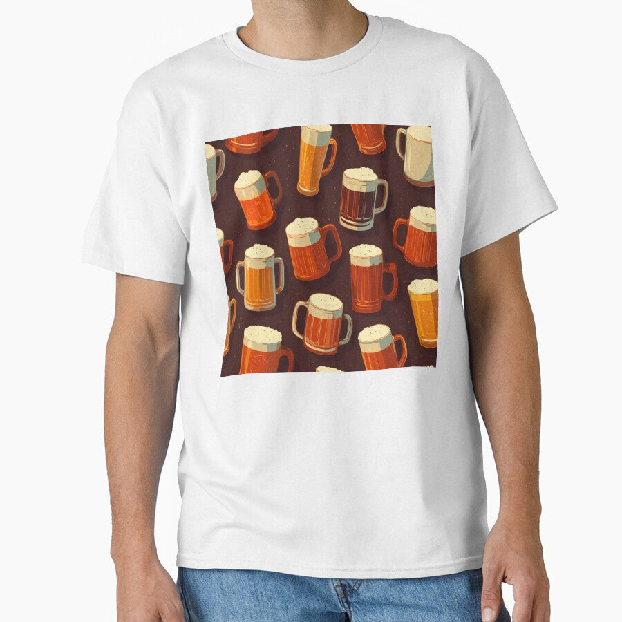 Retro Beer Mugs Pattern Craft Beer Lover Design by NicolasGlowArt