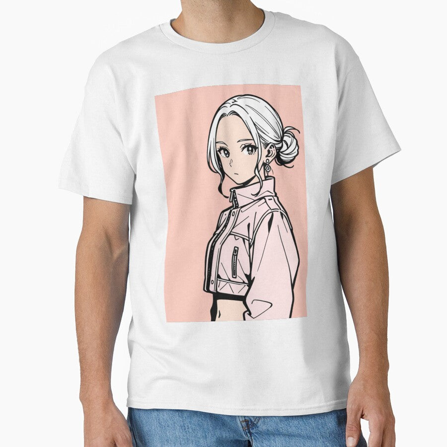 Fashion - Woman in Pink Puffer Jacket Low Bun Anime by AnimeShin
