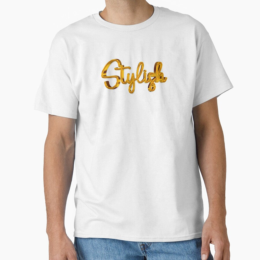 The Word Stylish in Shiny Gold Script Typography by Cawaiico