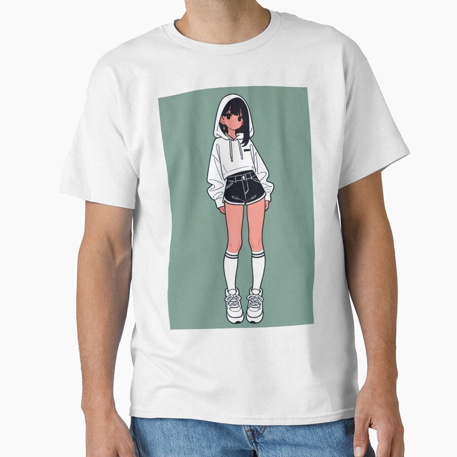 Fashion - Woman in White Hoodie Casual Streetwear Look by AnimeShin