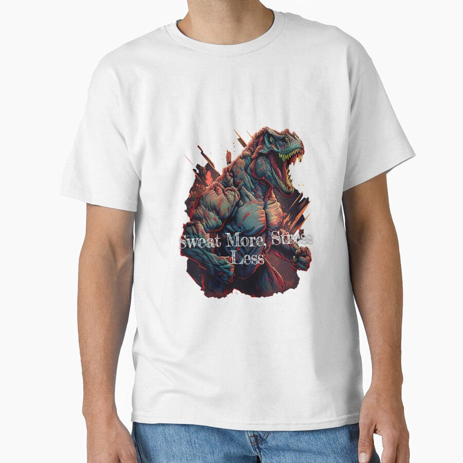 Sweat More, Stress Less Bodybuilding Fitness Gym Workout Exercise Merch Print Design by tengamerx