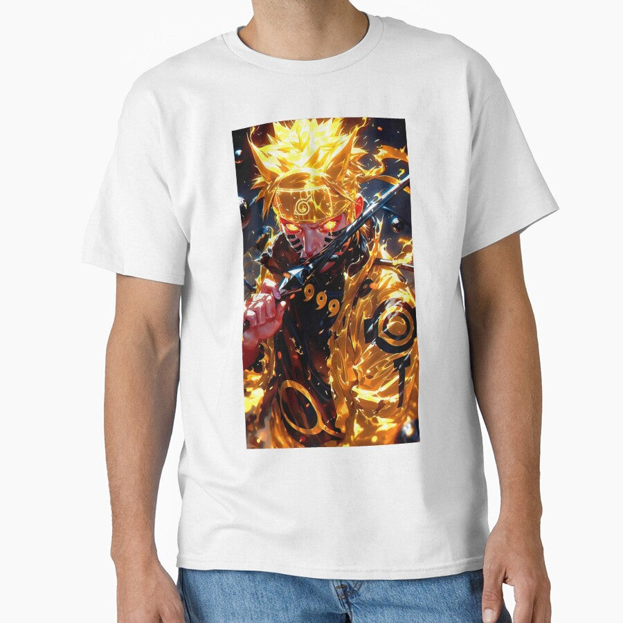 Golden Nine-Tailed Ninja Awakening – Fiery Anime Warrior Art by Dyan4