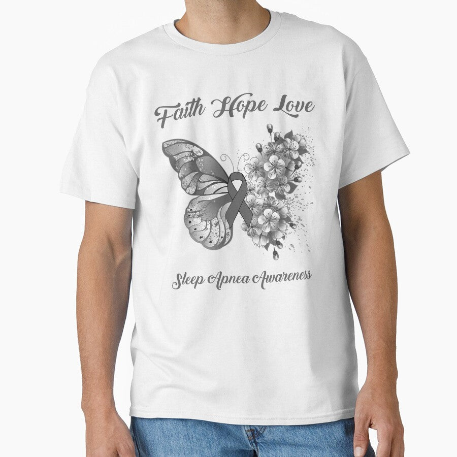 Faith Hope Love Sleep Apnea Awareness Butterfly Ribbon Gifts by Adropine