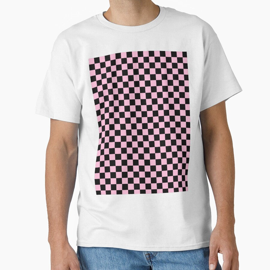 Small Checkered - Black and Cotton Candy Pink by JustPatterns2