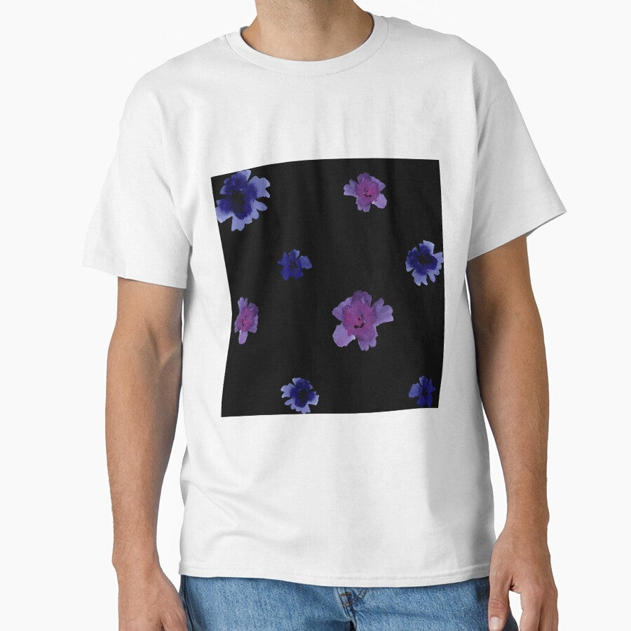 Violet viola flower black pattern a watercolor by Yana Mustafina | Boho Soulful Designs