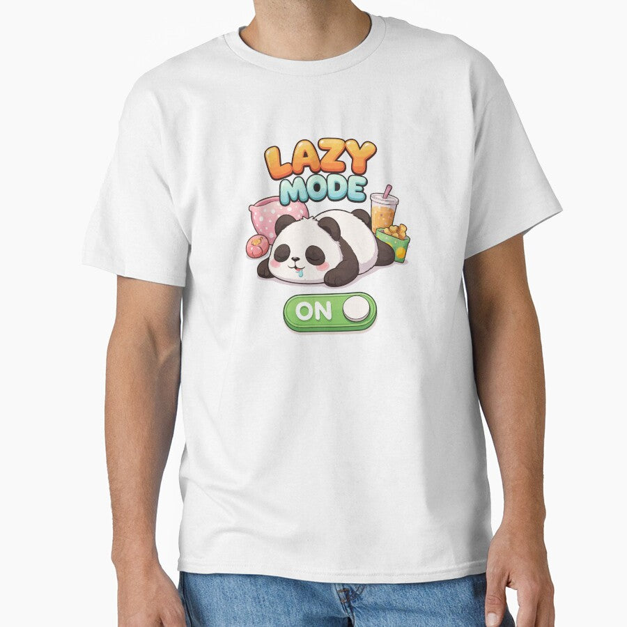 Lazy Mode ON – Cute Sleepy Panda Kawaii Design T-Shirt by DarojadNR