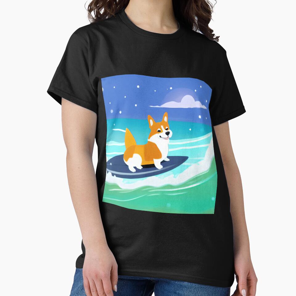 Surfing Corgi Dog by nicecorgi