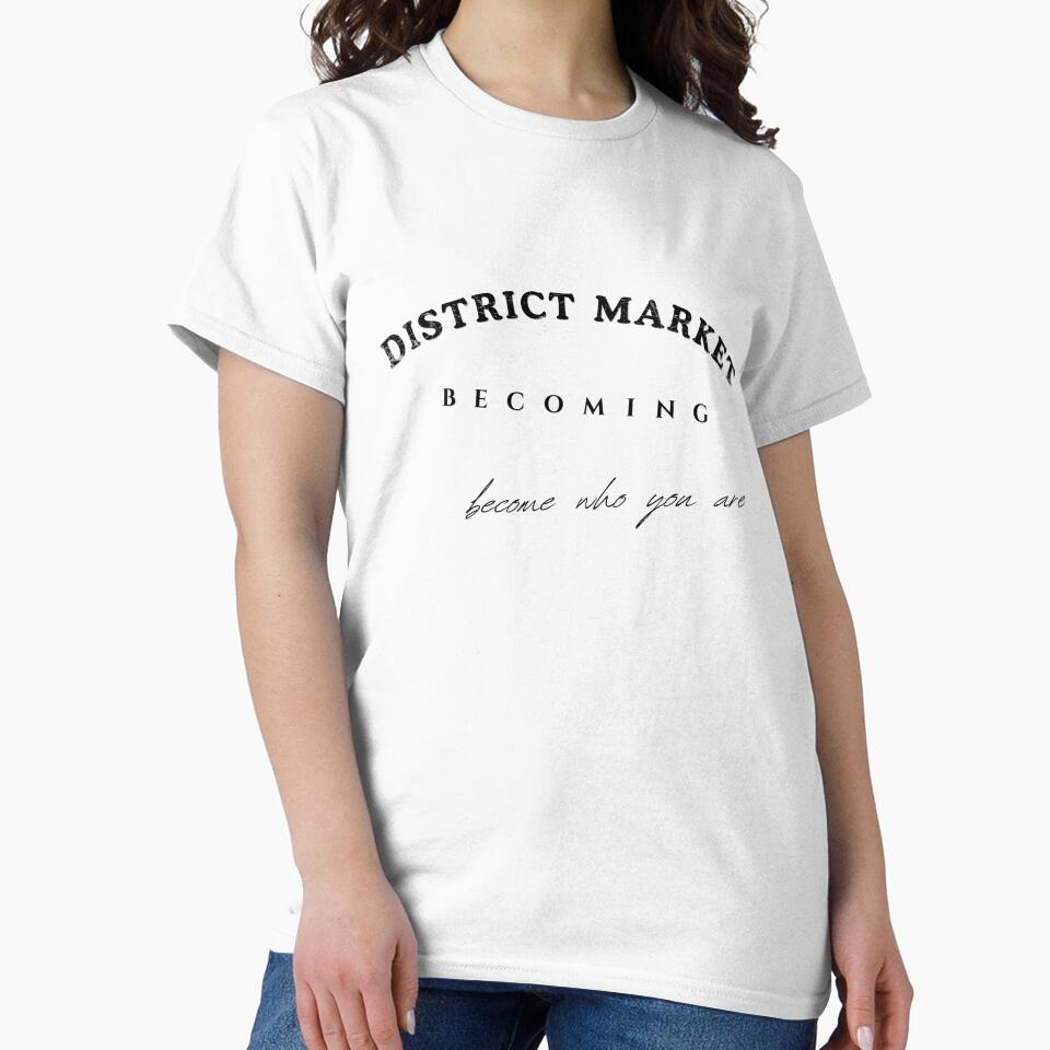 DISTRICT MARKET BECOMING Graphic Tee – Black Vintage Typography Design (White Shirt) by districtmarket