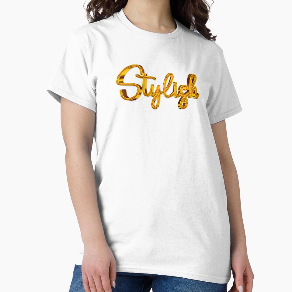 The Word Stylish in Shiny Gold Script Typography by Cawaiico