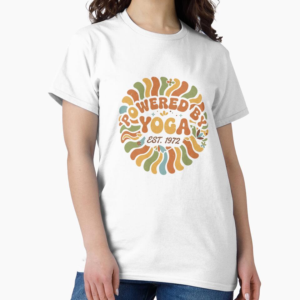 Powered by Yoga T-Shirt – Vintage Yoga Instructor Fitness Tee by Muzgle
