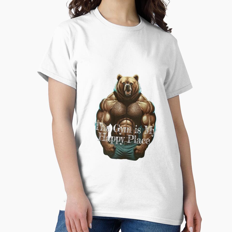 The Gym is My Happy PlaceDesignBodybuilding Fitness Gym Workout Exercise Merch Print Design by tengamerx