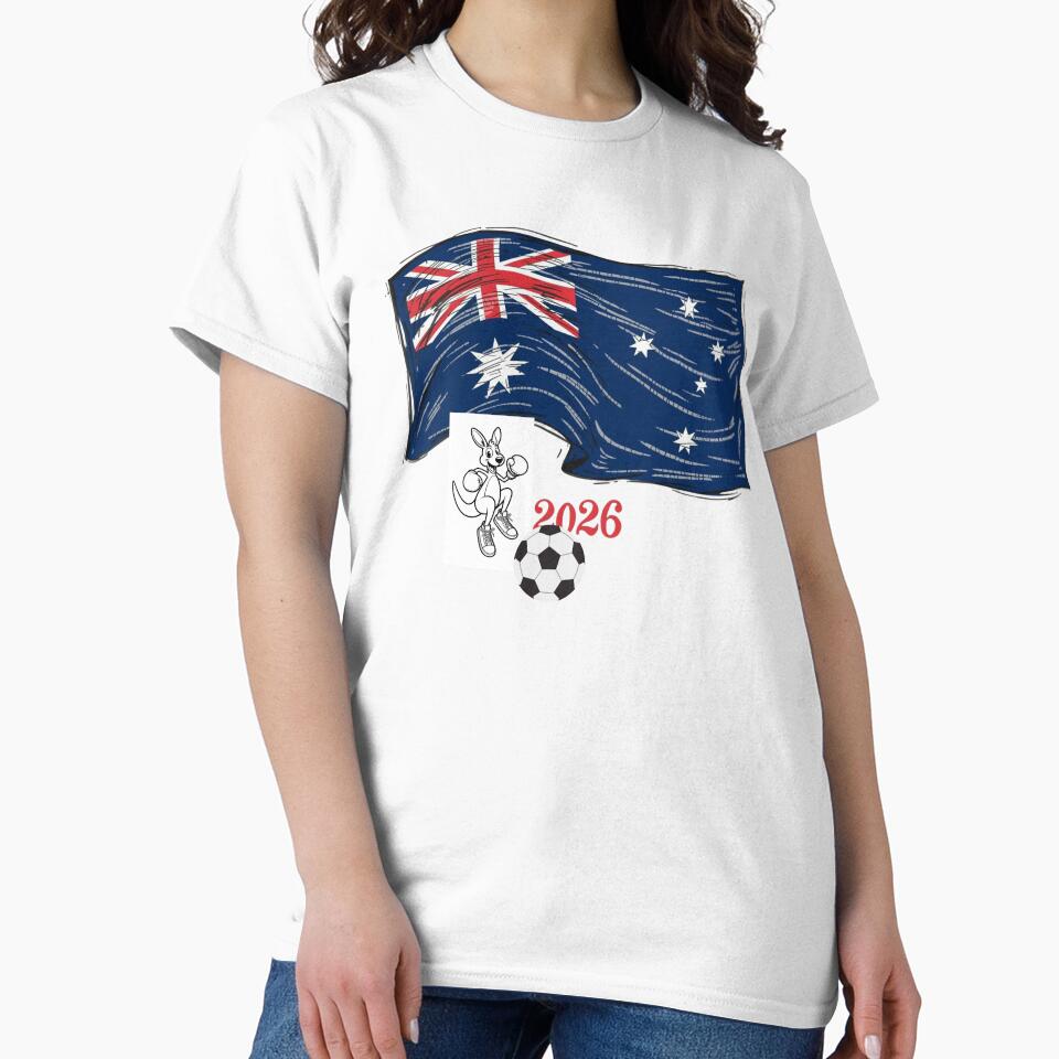 Australia 2026 Soccer Pride - Boxing Kangaroo & Dynamic Waving Flag. by printeGear