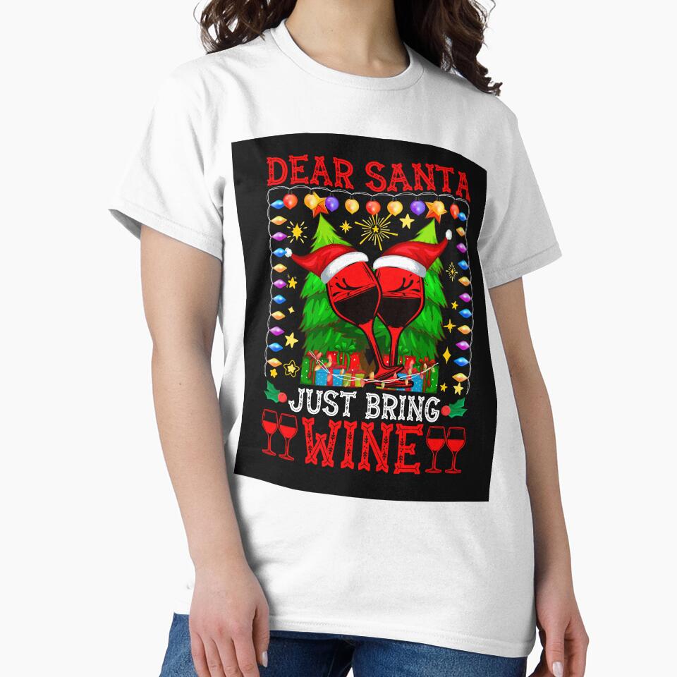DEAR SANTA JUST BRING WINE NOVELTY CHRISTMAS FOR HER by AllThatIsWelsh