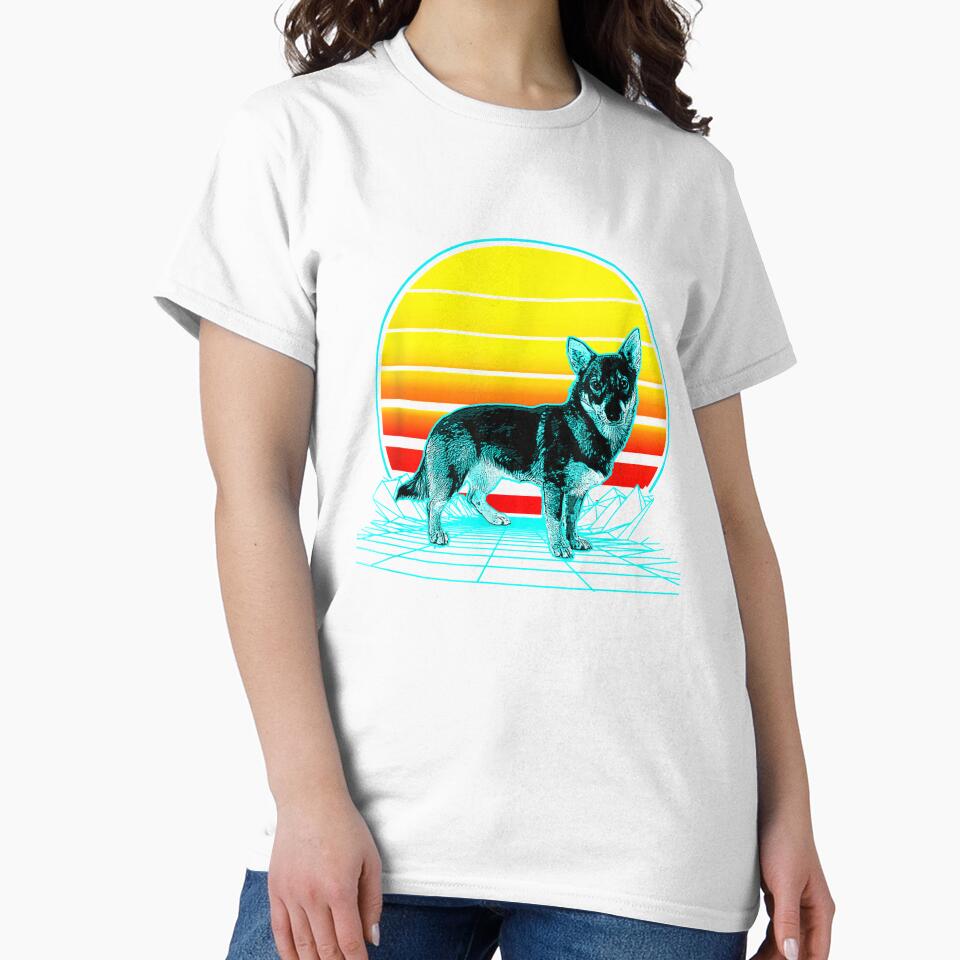 Retro Vintage Sunset Swedish Vallhund by shirleyfinley