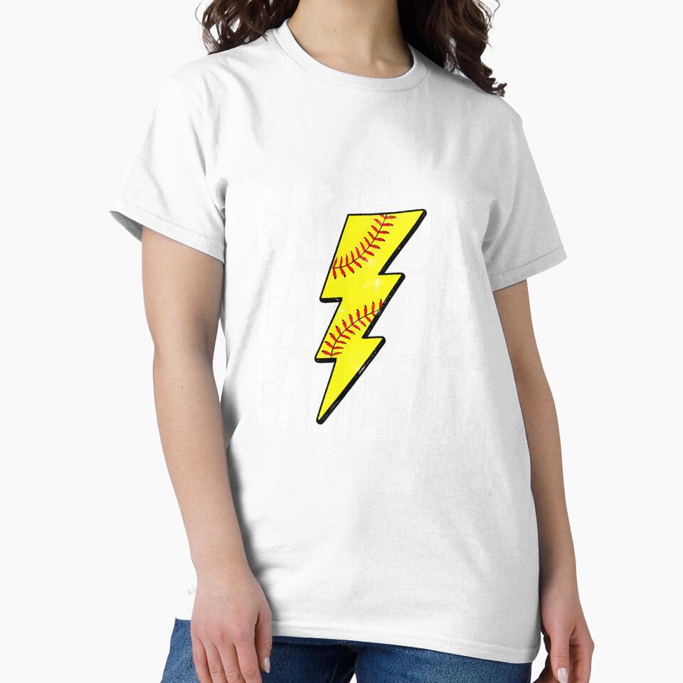 Game Day Softball Lightning Bolt Softball Mom Dad Girl Boy Long Sleeve by ArleneRowe
