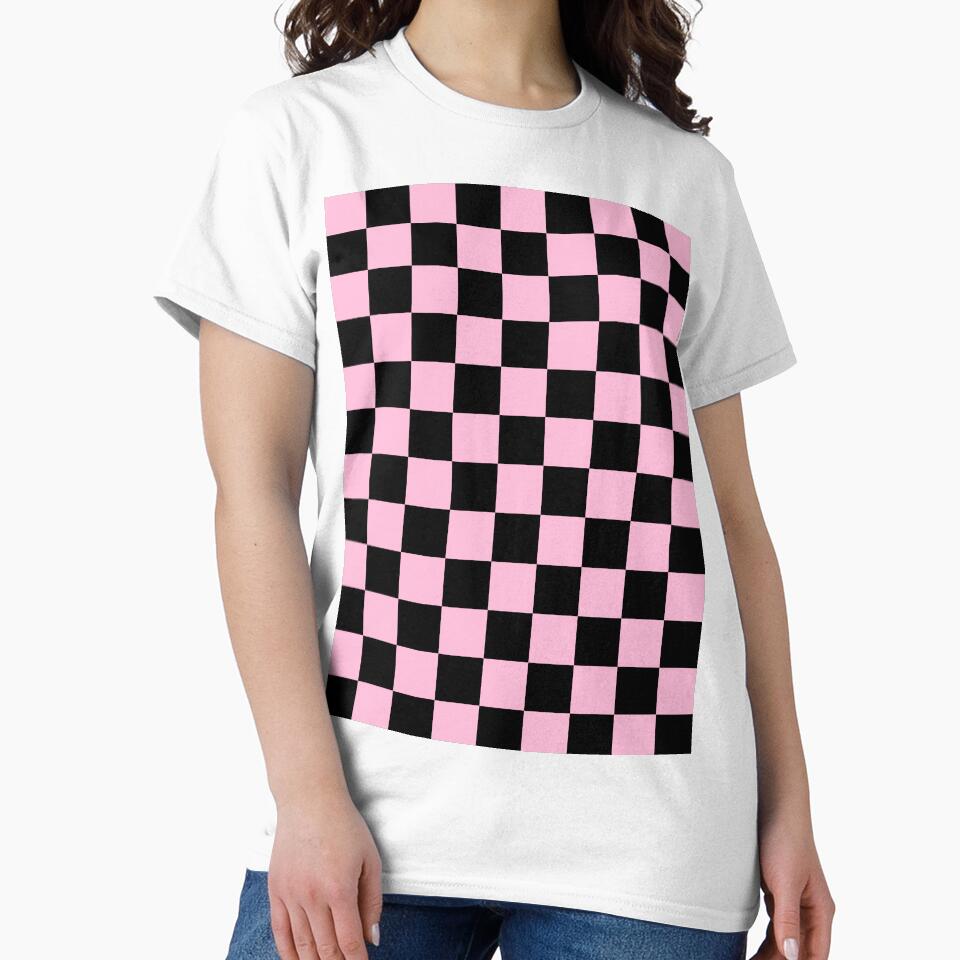 Checkered - Black and Cotton Candy Pink by JustPatterns2