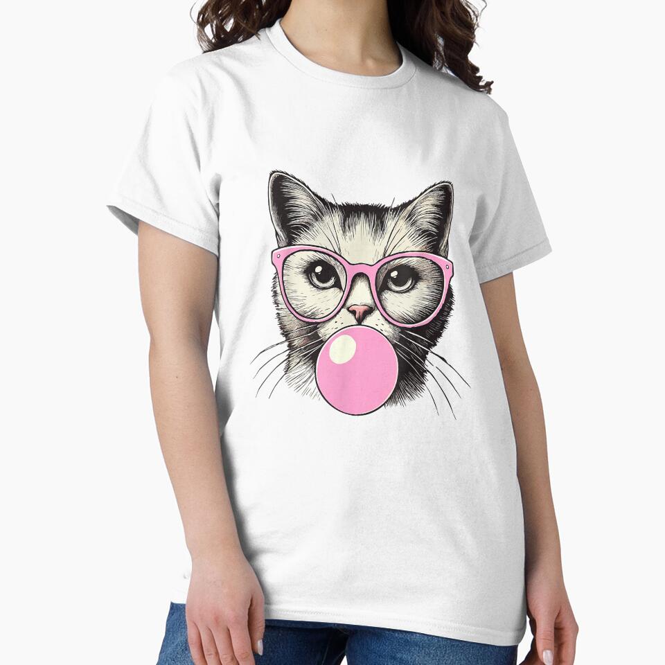 Cute Cat Shirt for Women Funny Cat Lovers T-Shirt by rawr00
