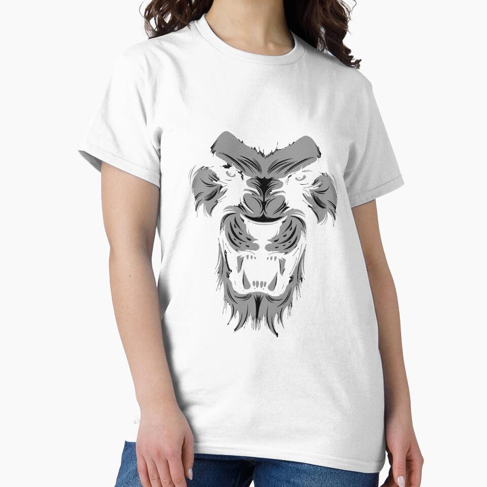 Lion T-shirt, Unisex T-shirt, Men's Graphic Tee, Print Shirt, American Apparel, Crew Neck, Gift for Dad, Gift for Men, Black T-shirt by Mounir Ameur Ali