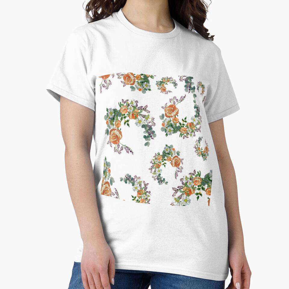 Flower rose daisy branch pattern a watercolor by Yana Mustafina | Boho Soulful Designs