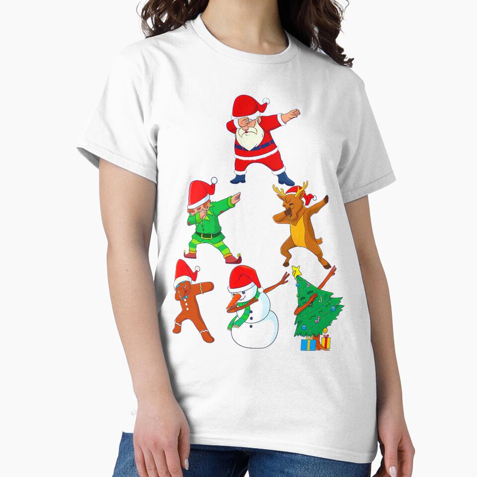 Dabbing Santa Elf Friends Christmas 	 Short Sleeve Funny Xmas Dab by anzaladamoyev