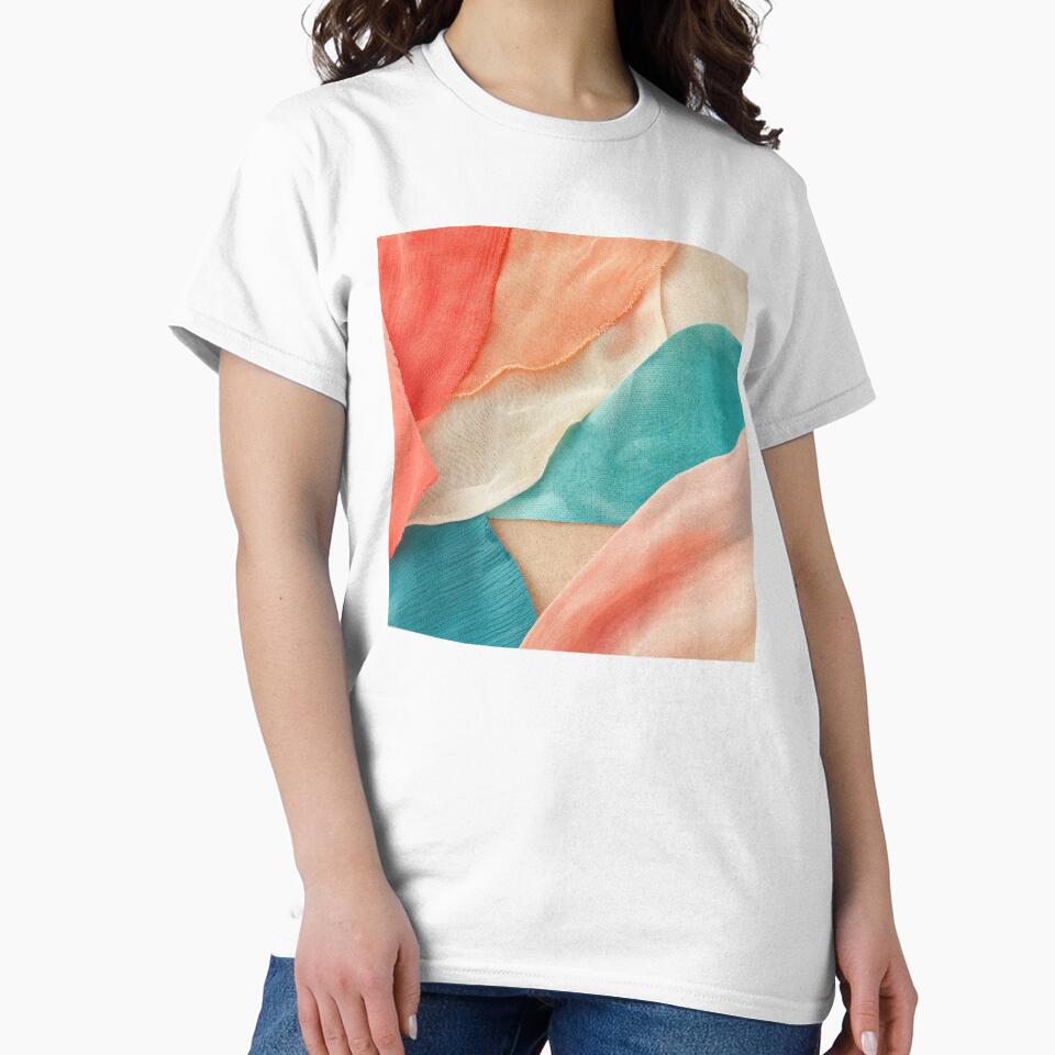 Coral Teal Layered Textile Collage by frumixart
