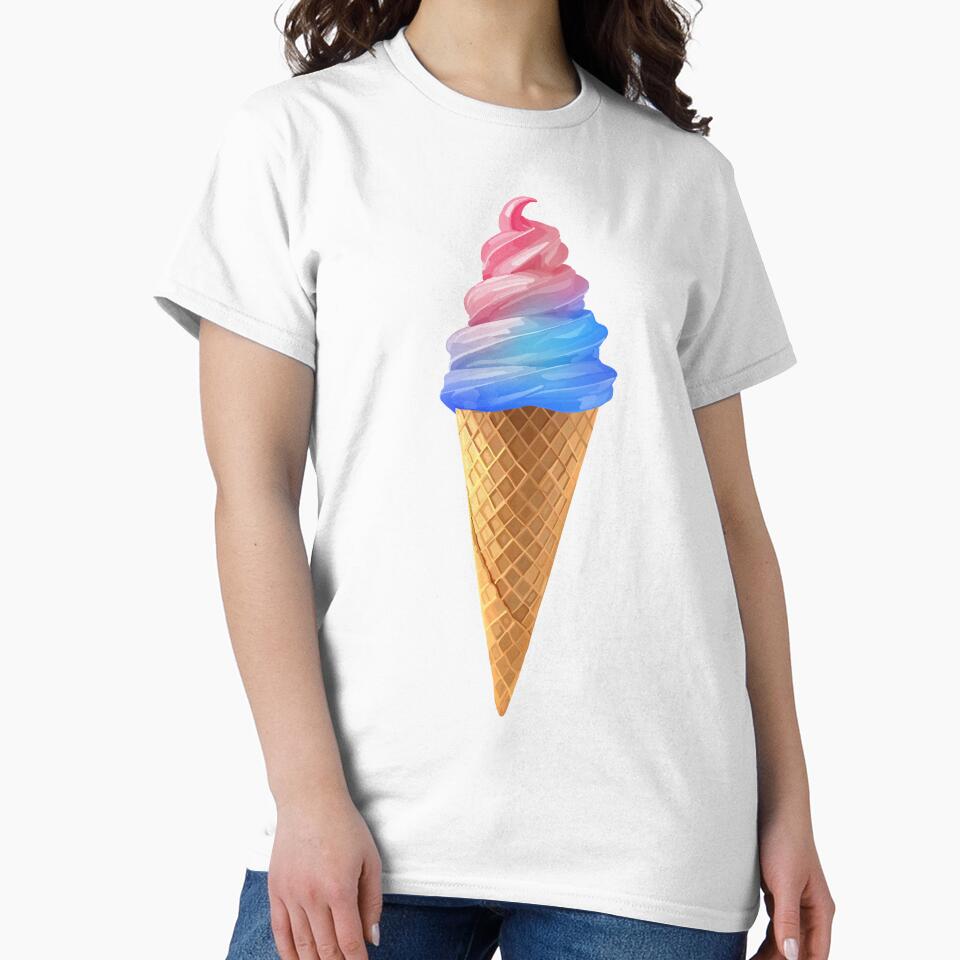 Pink Blue Cotton Candy Ice Cream Cone by Deborah Camp