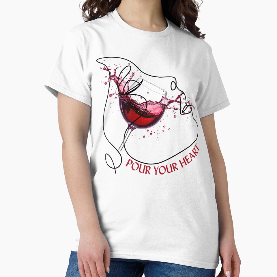 Minimalist Wine Glass Face Line Art Design by Black Signal