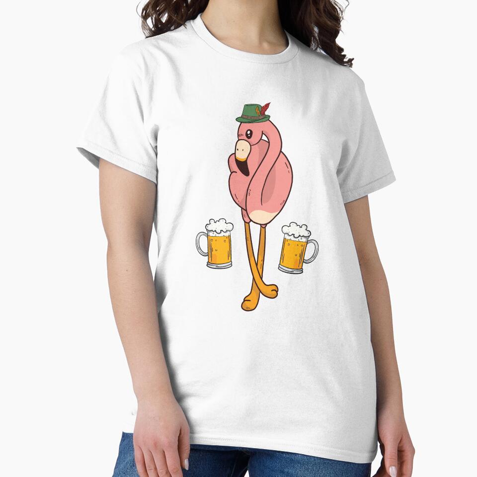 Oktoberfest Volksfest Beer Drinking Flamingo Gift by haselshirt