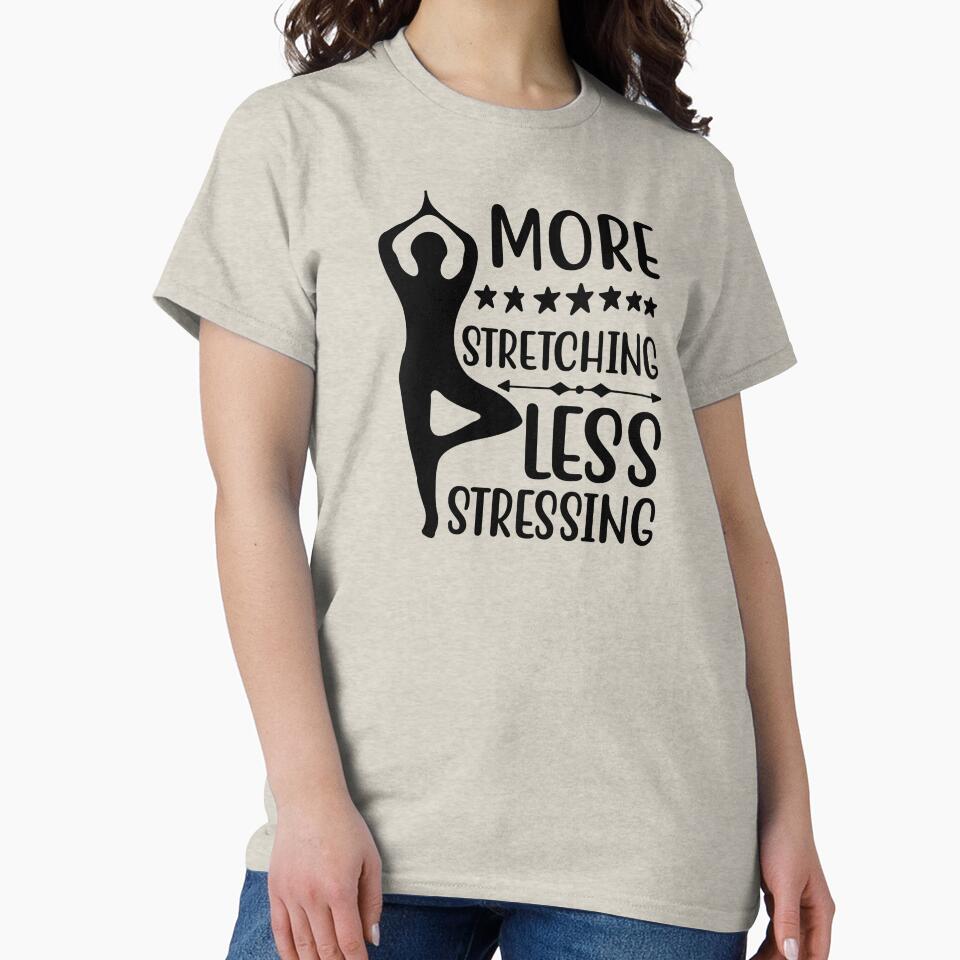 Yoga Quote More Stretching Less Stressing Motivational Saying by SoccaTamam