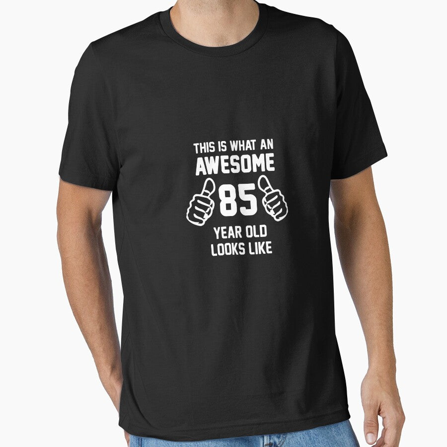 Awesome 85 Year Old Shirt 85th Birthday T-shirt Great Gift for Grandparent Short-Sleeve Jersey Tee by Panda Branda