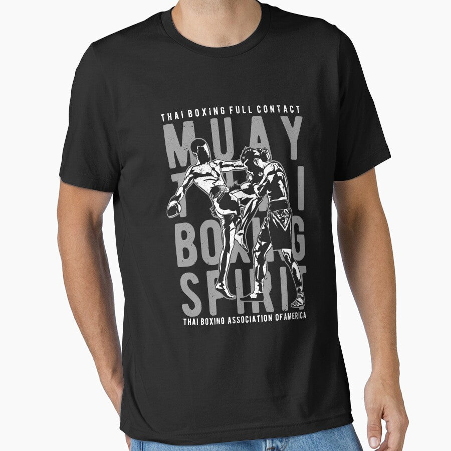 Muay Thai Boxing Spirit Shirt Vintage Combat Sport T-Shirt Great Gift for Martial Arts Fan Unisex Short-Sleeve Jersey Tee by Panda Branda