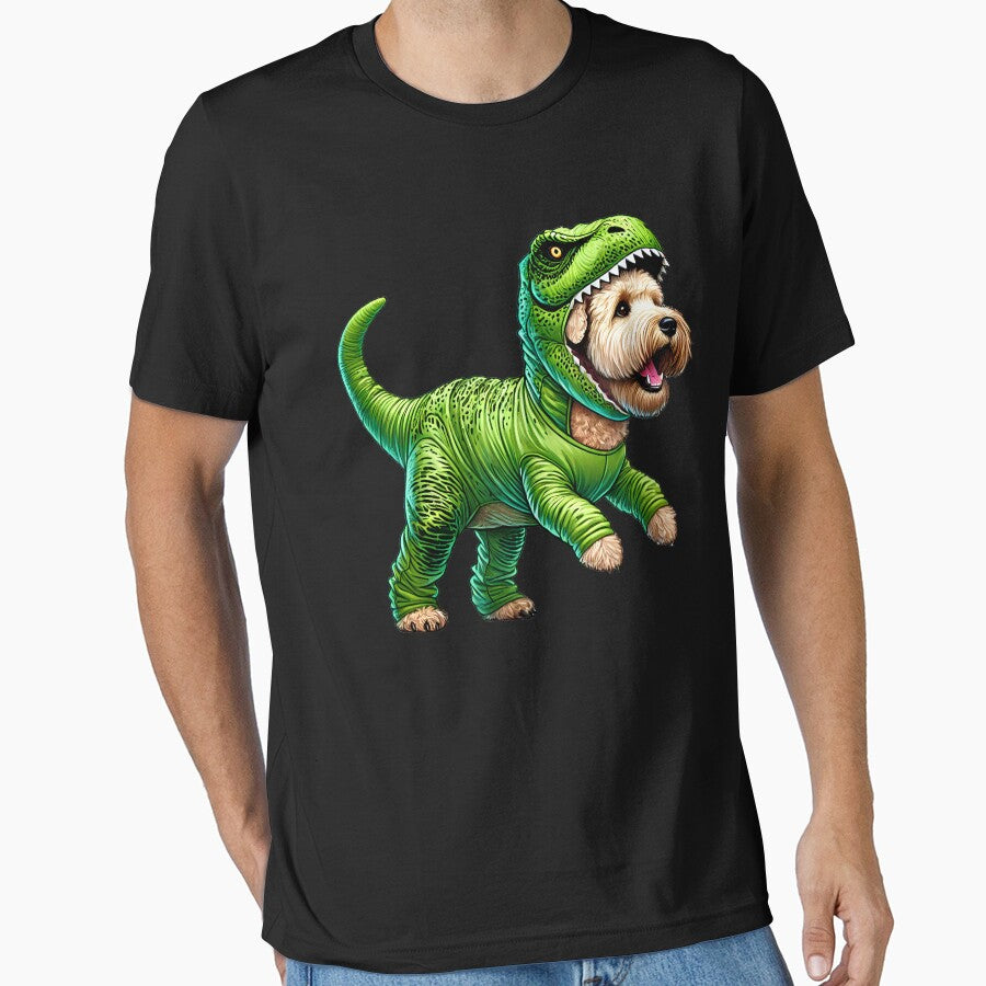 Funny Soft Coated Wheaten Terrier Wearing Dinosaur Outfit Dog Lover by Kimberley King Art  King Art
