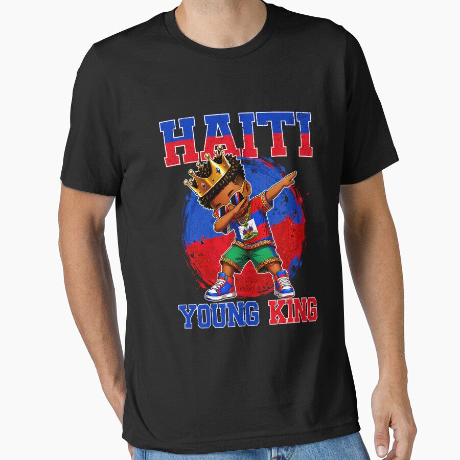 Haiti Young King Haiti Flag Melanin for Black Boys Kids Long Sleeve by KathieFaugh