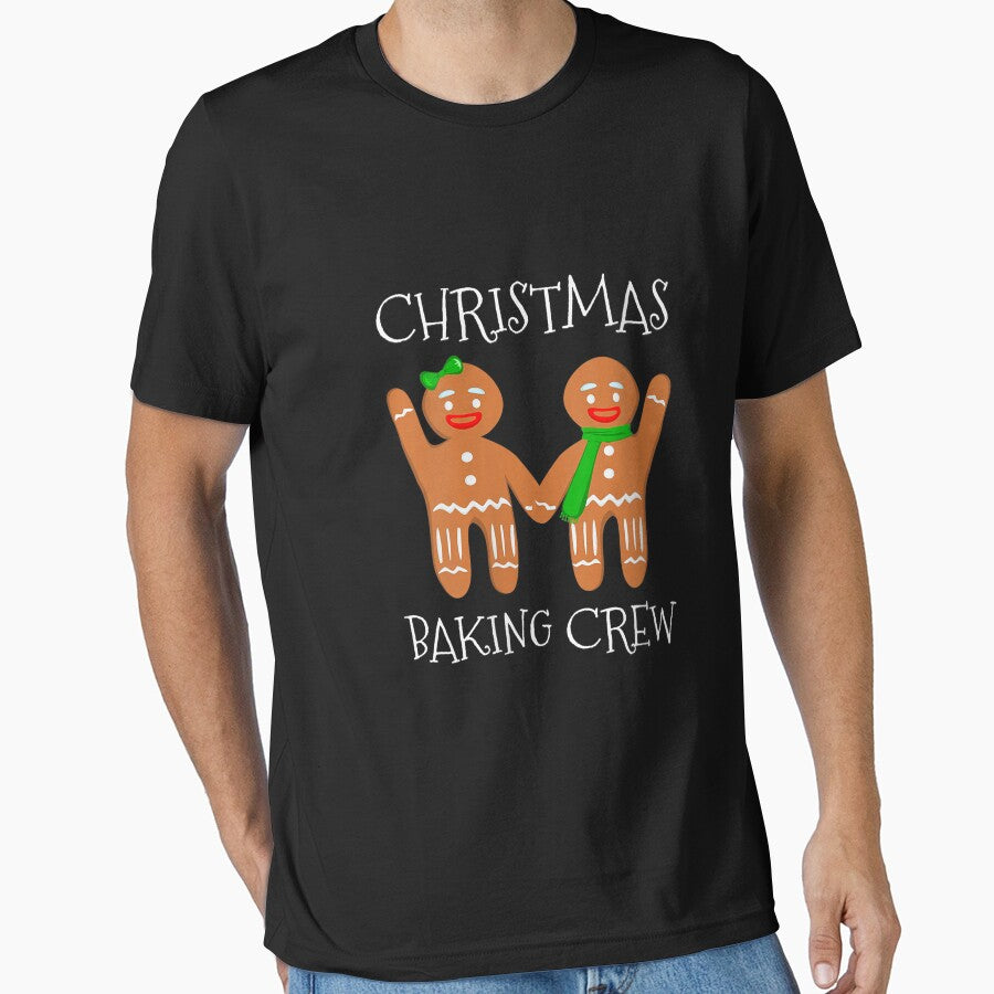 Womens Christmas Baking Crew - Funny Vintage Xmas Gingerbread Man V-Neck T-Shirt by BehmeJenell