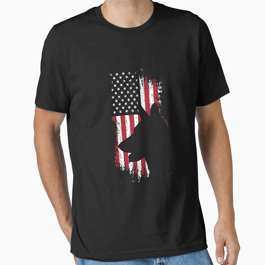 German Shepherd American Flag Shirt USA Patriotic Dog Gift Long Sleeve T-Shirt by hinettiker