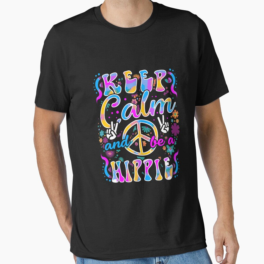 Keep Calm & Be A Hippie Retro 60's 70's Groovy Gift Long Sleeve T-Shirt by cpaddensil