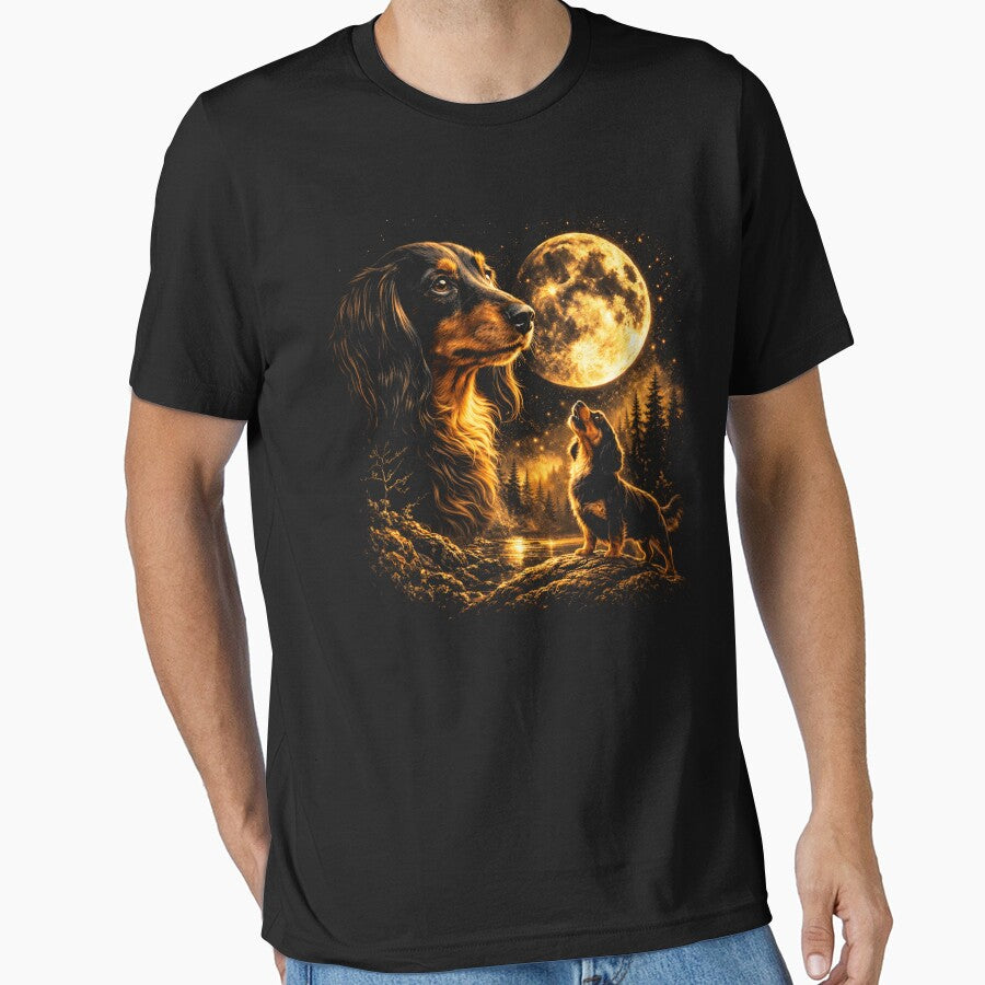 Dachshund Howling to The Moon Vintage 90s Retro Dachshund Graphic by will freed18