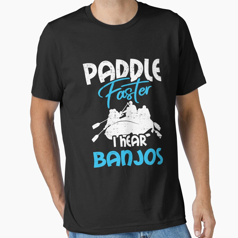 Canoe Tee For Women and Men - Paddle Faster I Hear Banjos Long Sleeve T-Shirt by heaneyrowe