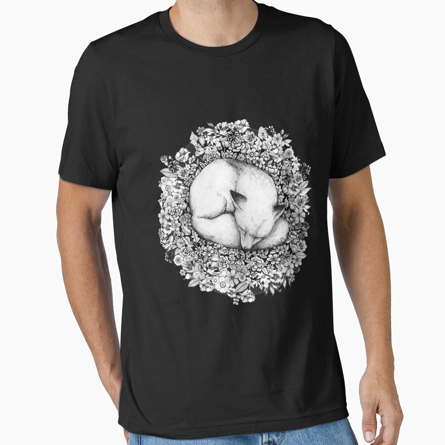 Fox Sleeping in Flowers Premium by Sarlene
