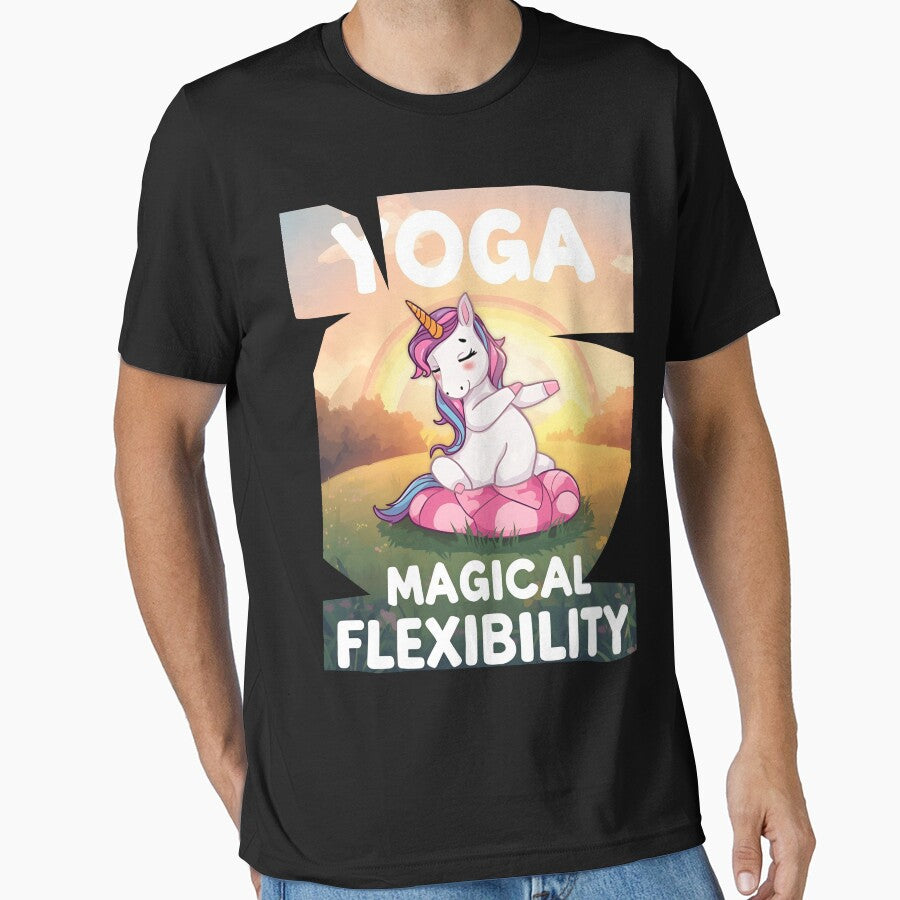 Unicorn doing yoga pose and rainbow aura shining, Magical Flexibility 5 by Neon G