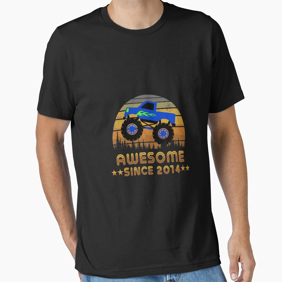 Awesome Since 2014 6th Birthday Monster Truck Gift Long Sleeve T-Shirt by politevann