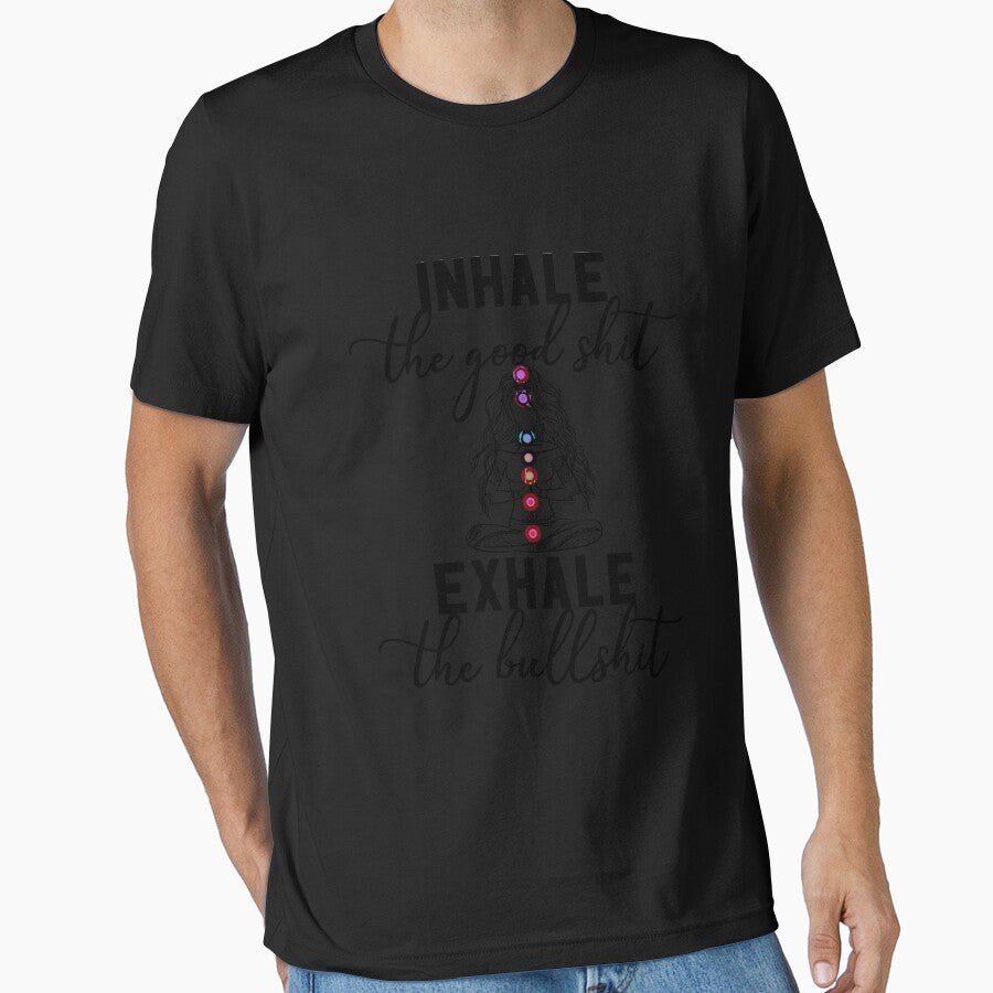 Inhale the Good Exhale The Bullshit Chakra Meditation Yoga Long Sleeve T-Shirt by ccombercor