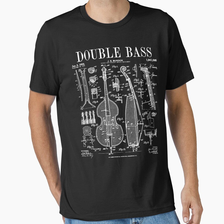 Double Bass Player Bassist Musical Instrument Vintage Patent by GrandeDuc