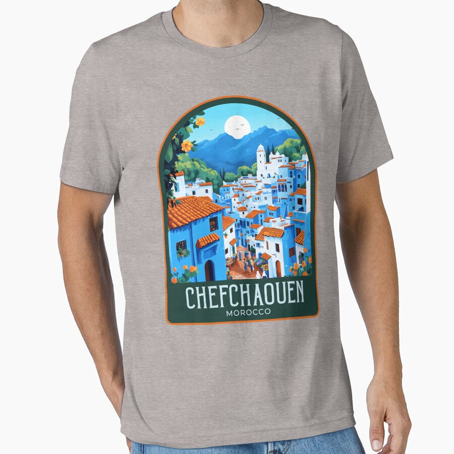 Chefchaouen Vintage Travel Illustration by HomeLivingCo