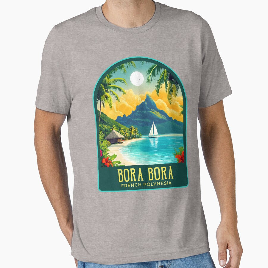 Bora Bora Vintage Travel Illustration by HomeLivingCo